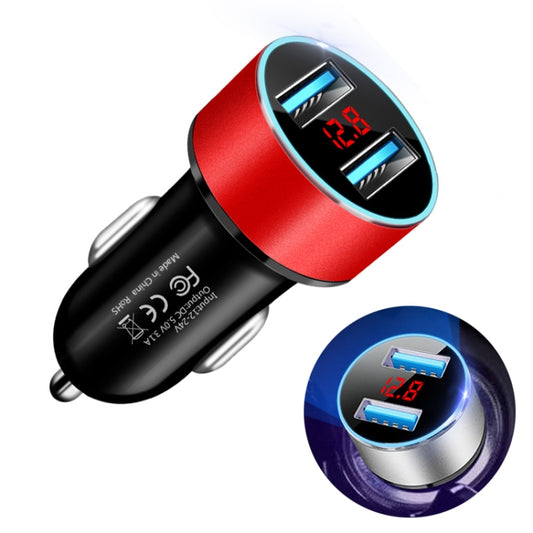 JMG-C016A 5V 3.1A Car Dual USB Charger with LED Display, JMG-C016A (Red), JMG-C016A (Silver), JMG-C016A (Black), JMG-C016A (Gold), JMG-C016A (Blue)
