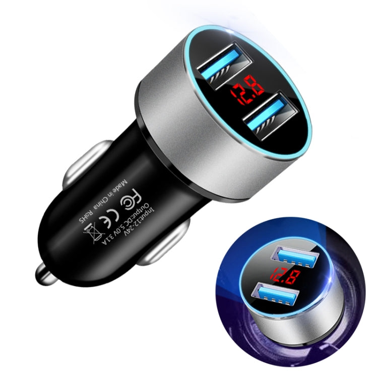 JMG-C016A 5V 3.1A Car Dual USB Charger with LED Display, JMG-C016A (Red), JMG-C016A (Silver), JMG-C016A (Black), JMG-C016A (Gold), JMG-C016A (Blue)