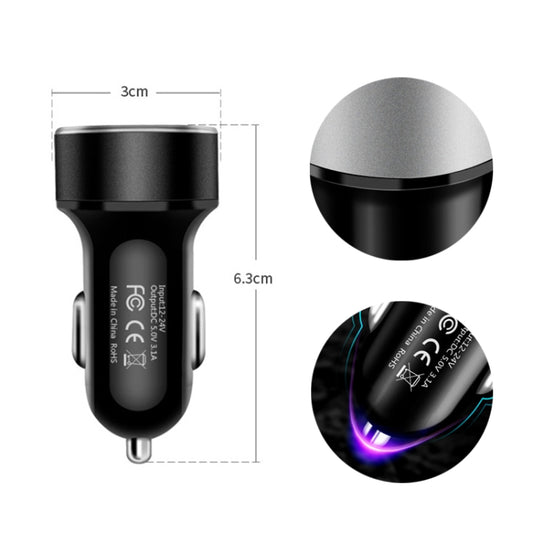 JMG-C016A 5V 3.1A Car Dual USB Charger with LED Display, JMG-C016A (Red), JMG-C016A (Silver), JMG-C016A (Black), JMG-C016A (Gold), JMG-C016A (Blue)