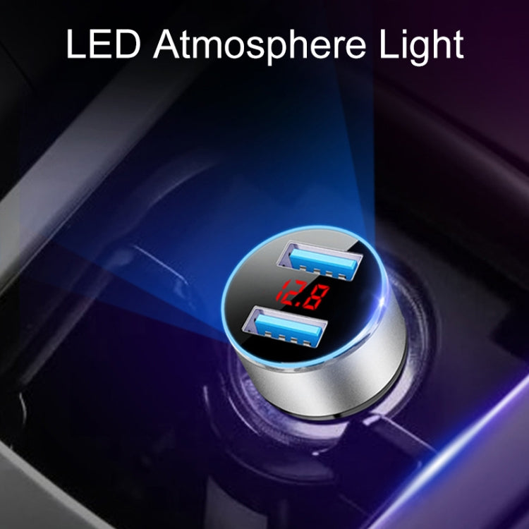 JMG-C016A 5V 3.1A Car Dual USB Charger with LED Display, JMG-C016A (Red), JMG-C016A (Silver), JMG-C016A (Black), JMG-C016A (Gold), JMG-C016A (Blue)
