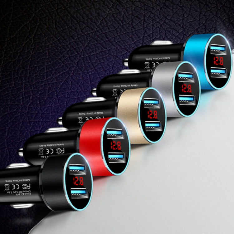 JMG-C016A 5V 3.1A Car Dual USB Charger with LED Display, JMG-C016A (Red), JMG-C016A (Silver), JMG-C016A (Black), JMG-C016A (Gold), JMG-C016A (Blue)