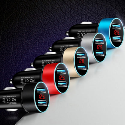 JMG-C016A 5V 3.1A Car Dual USB Charger with LED Display, JMG-C016A (Red), JMG-C016A (Silver), JMG-C016A (Black), JMG-C016A (Gold), JMG-C016A (Blue)