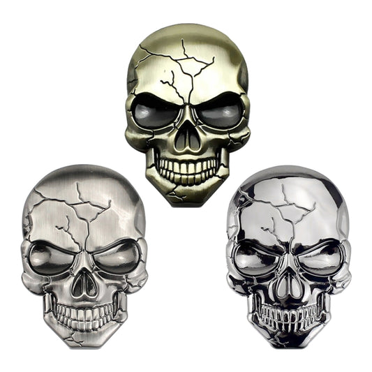 Three-dimensional Devil Skull Metal Car Sticker, Bronze, Silver Grey, Titanium Color