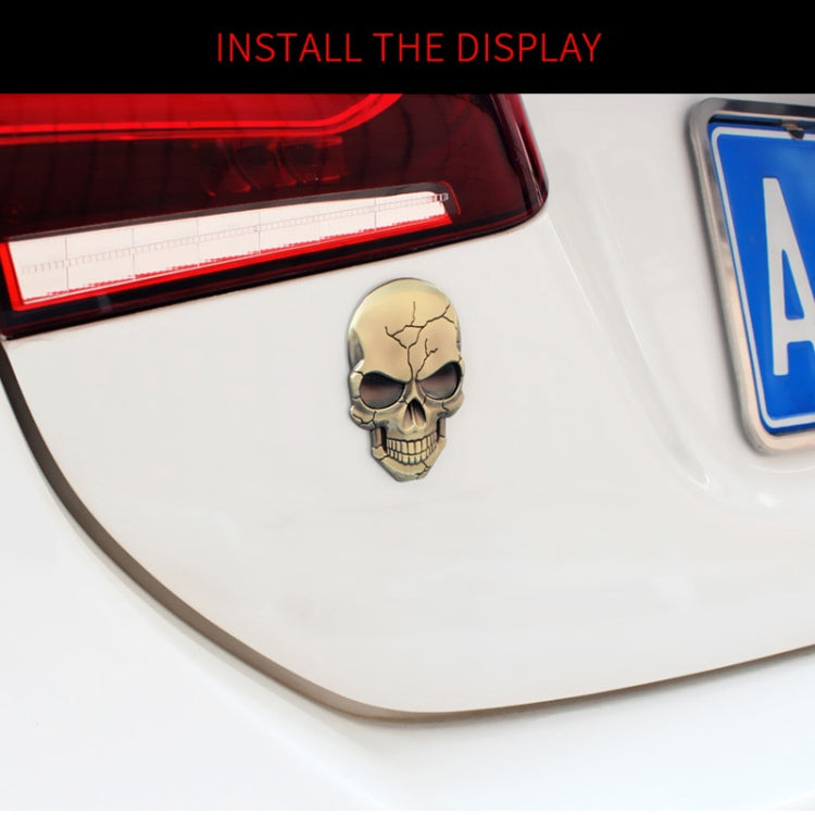 Three-dimensional Devil Skull Metal Car Sticker, Bronze, Silver Grey, Titanium Color