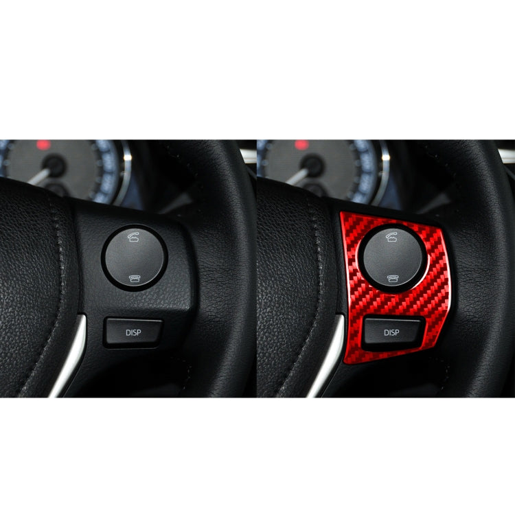 2 PCS / Set Carbon Fiber Car Steering Wheel Button Frame Decorative Sticker for Toyota Corolla 2014-2018,Left and Right Drive Universal, Steering Wheel Button Frame
