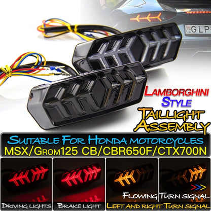 2 PCS KC670 Motorcycle Integrated Flashing Turn Signal Brake Tail Light for Honda MSX125 CBR650F CTX700, KC670