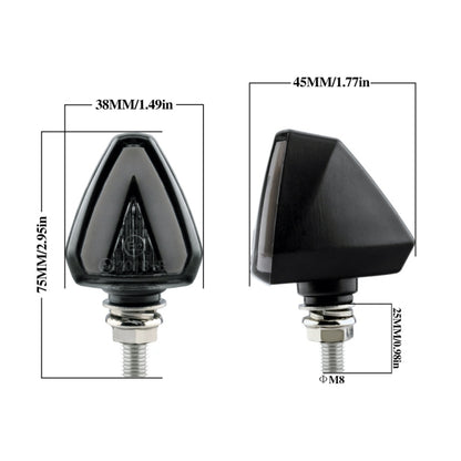 قطعتان KC018A من مصابيح إشارة الانعطاف LED ثنائية اللون على شكل حرف V للدراجة النارية، KC018A