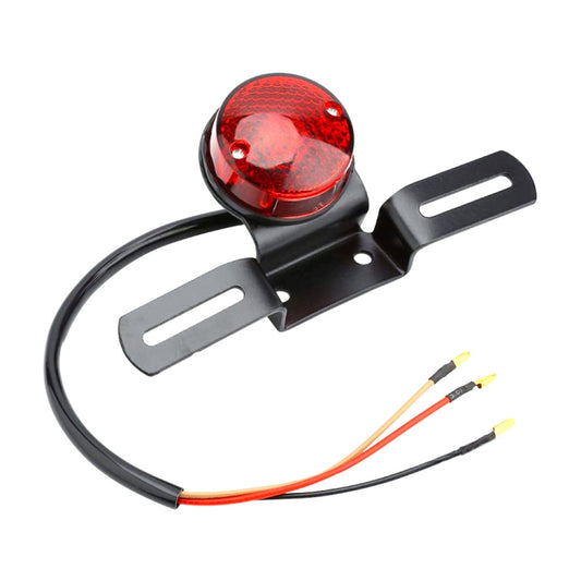 2 PCS Motorcycle Retro Round Brake Light with License Plate Holder, Retro Round Brake Light