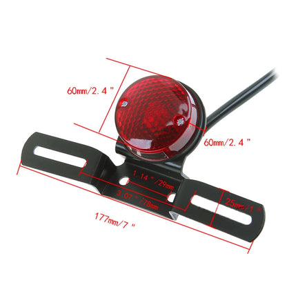 2 PCS Motorcycle Retro Round Brake Light with License Plate Holder, Retro Round Brake Light