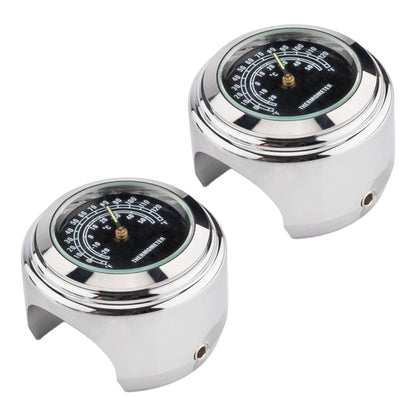 2 PCS Motorcycle 22-25mm Handlebar Thermometer, Thermometer (Black), Thermometer (White)