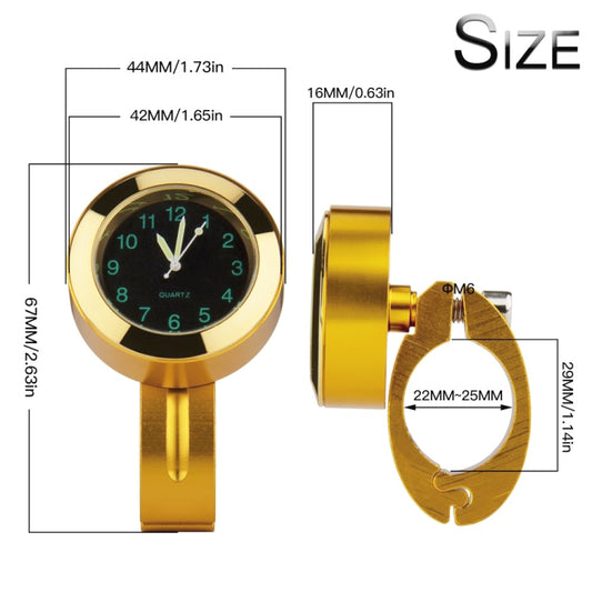 Motorcycle 22-25mm Handlebar Clock Quartz Watch with Lock, Quartz Watch (Black), Quartz Watch (Silver)