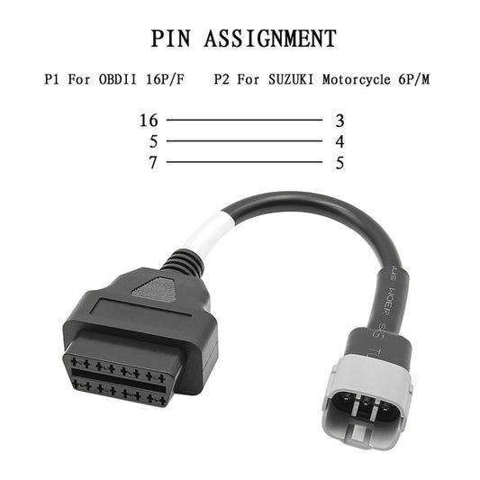 Motorcycle OBD 16PIN Female to 6PIN Connector Cable for Suzuki, For Suzuki