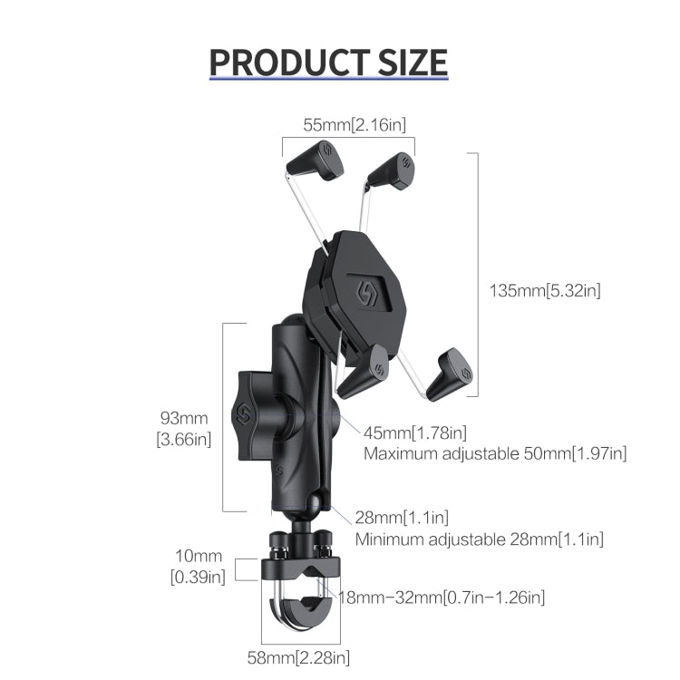 ZH-1558A1 Motorcycle Handlebar X-shape Aluminum Alloy Phone Holder, ZH-1558A1