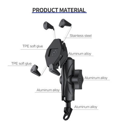 ZH-1558B1 Motorcycle Rear Mirror X-shape Aluminum Alloy Phone Holder, ZH-1558B1