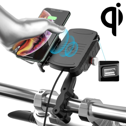 ZH-19414A1 Motorcycle Handlebar Qi USB Wireless Charging Phone Holder, ZH-19414A1