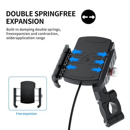ZH-19414A1 Motorcycle Handlebar Qi USB Wireless Charging Phone Holder, ZH-19414A1