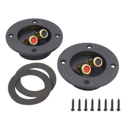 2 in 1 / Set Car Double Binding Round Gold Plate Push Spring Loaded Jacks Speaker Box, 2 in 1 / Set