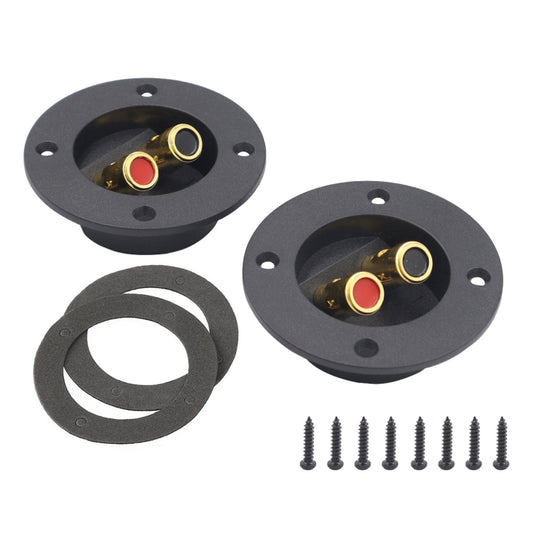 2 in 1 / Set Car Double Binding Round Gold Plate Push Spring Loaded Jacks Speaker Box, 2 in 1 / Set