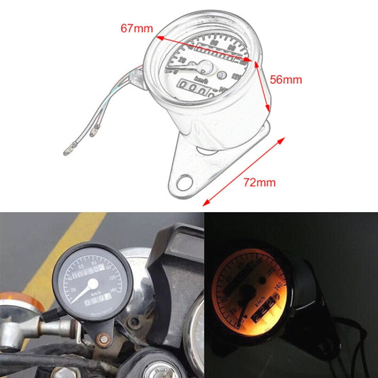 Motorcycle Retro Modified Odometer Speedometer Kilometer, Speedometer Kilometer (Black), Speedometer Kilometer (Silver)
