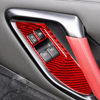 4 PCS / Set Carbon Fiber Car Window Lift Buttons Panel Sticker for Nissan GTR R35 2008-2016, Right Driving, Window Lift Buttons Panel , Right Driving