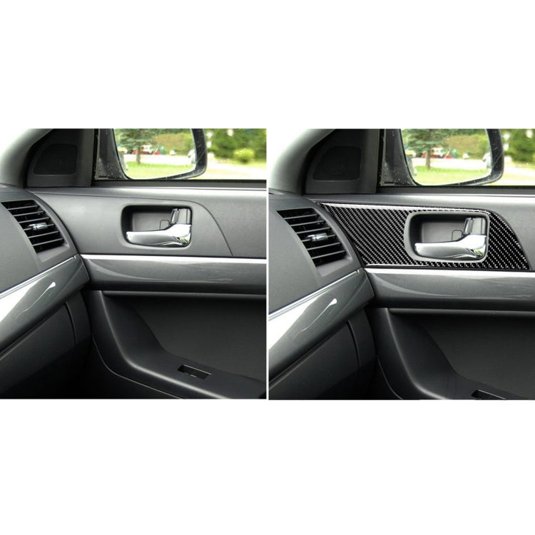 2 PCS Car Carbon Fiber Door Handle Panel Decorative Sticker for Mitsubishi Lancer EVO 2008-2015, Left and Right Drive Universal, Door Handle Panel