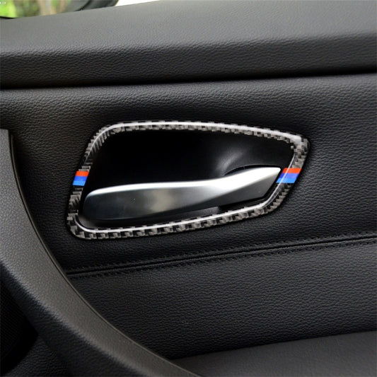 ملصق ديكوري لمقبض باب السيارة من ألياف الكربون بثلاثة ألوان لسيارات BMW E90 / 320i / 318i / 325i، مقبض الباب (ثلاثة ألوان)