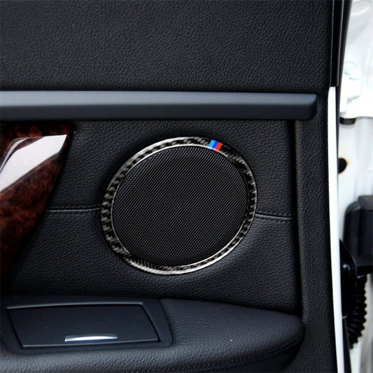 ملصق ديكور دائري لبوق السيارة من ألياف الكربون بثلاثة ألوان لسيارة BMW E90 / E84 / 320i / 325i، دائرة بوق (ثلاثة ألوان)