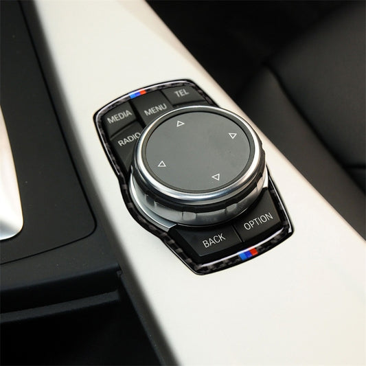ملصق ديكوري لإطار الوسائط المتعددة للسيارة من ألياف الكربون بثلاثة ألوان لسيارات BMW X3 / X4 / X5 / X6 / F07 / F10 / F15 / F16 / F20 / F25 / F26 / F30 / F34، إطار الوسائط المتعددة (ثلاثة ألوان)