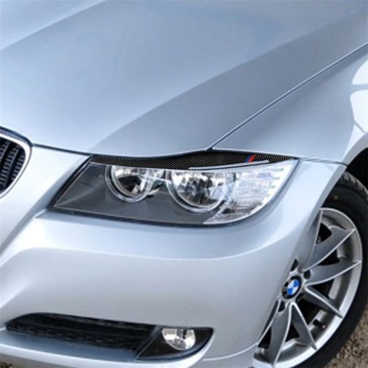 زوج واحد من ملصقات تزيين حاجب مصباح السيارة من ألياف الكربون لسيارات BMW E90 / 318i / 320i / 325i 2009-2012، حاجب المصباح (ثلاثة ألوان)، حاجب المصباح