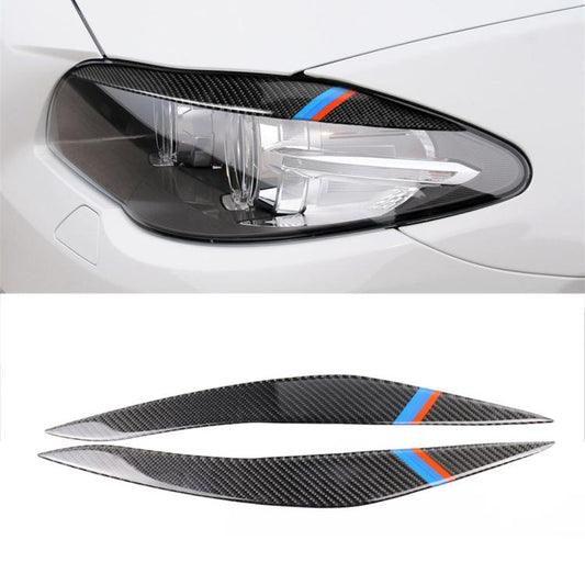 Three Color Carbon Fiber Car Lamp Eyebrow Decorative Sticker for BMW 5 Series F10 2010-2013, Lamp Eyebrow(Three Color), Lamp  Eyebrow