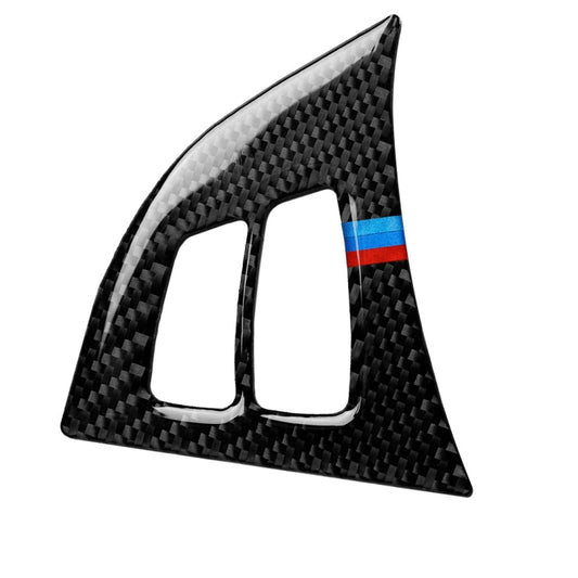 2 in 1 Car Carbon Fiber Tricolor Steering Wheel Buttons Decorative Sticker for BMW E70 X5 2008-2013, Left and Right Drive Universal, Steering Wheel Buttons(Tricolor)