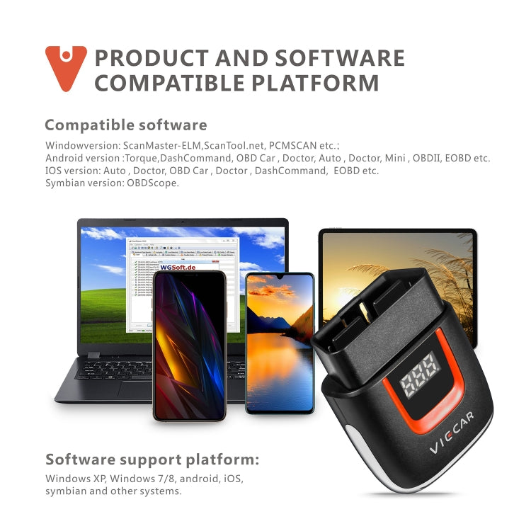Viecar VP004 Car Mini OBD + USB / Type-C Interface Fault Detector V1.5 WiFi Diagnostic Tool, VP004