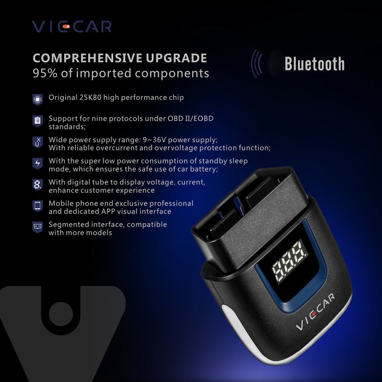 Viecar VP001 Car Mini OBD Fault Detector V2.2 Bluetooth Diagnostic Tool, VP001