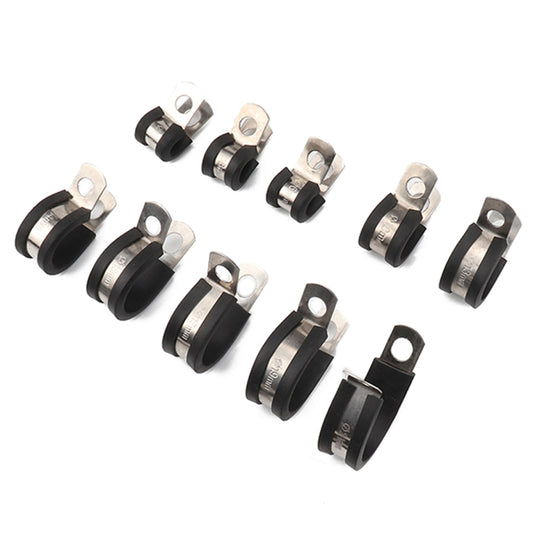 10 PCS Car Rubber Cushion Pipe Clamps Stainless Steel Clamps, Size: 1/4 inch (6mm), Size: 1/4 inch (6mm)