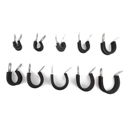 10 PCS Car Rubber Cushion Pipe Clamps Stainless Steel Clamps, Size: 1/4 inch (6mm), Size: 1/4 inch (6mm)