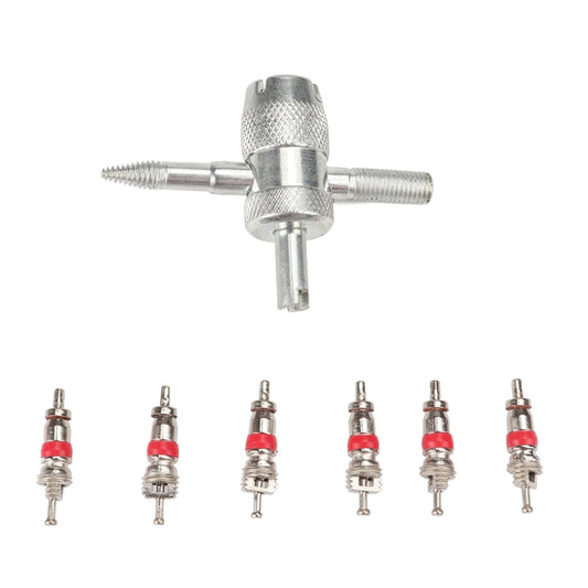 4 in 1 Remover Tool + 6 Car Trunk Motorcycles Tire Valve, A2203