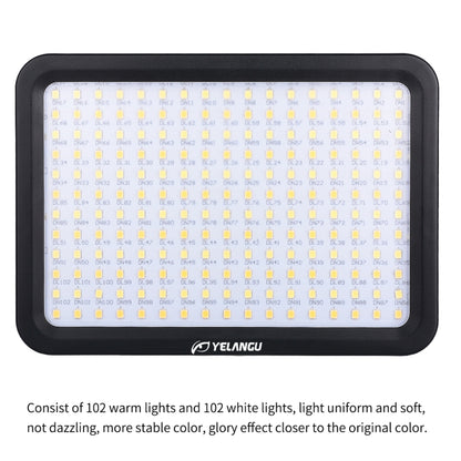 YELANGU YLG0504B 204 LEDs 1000LM 3300-5600K No Polar Dimmable Studio Light Video & Photo Light for Canon, Nikon, DSLR Cameras