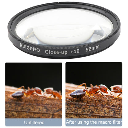 RUIGPRO for GoPro HERO 7/6 /5 Professional 52mm 10X Close-up Lens Filter with Filter Adapter Ring & Lens Cap, 10X Close-up Lens