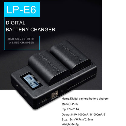 شاحن بطارية LCD رقمي LP-E6 لكاميرا SLR الرقمية لسلسلة Canon، LP-E6