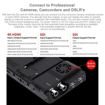شاشة FEELWORLD LUT6S 1920x1080 2600 nits IPS مقاس 6 بوصات وشاشة لمس HDMI 4K وSDI HDI وكاميرا مراقبة ميدانية، LUT6S