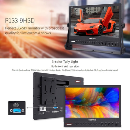 شاشة مراقبة ميدانية لكاميرا أفلام الوسائط عالية الدقة بالكامل من SEETEC P133-9HSD بدقة 1920x1080 وقياس 13.3 بوصة، P133-9HSD