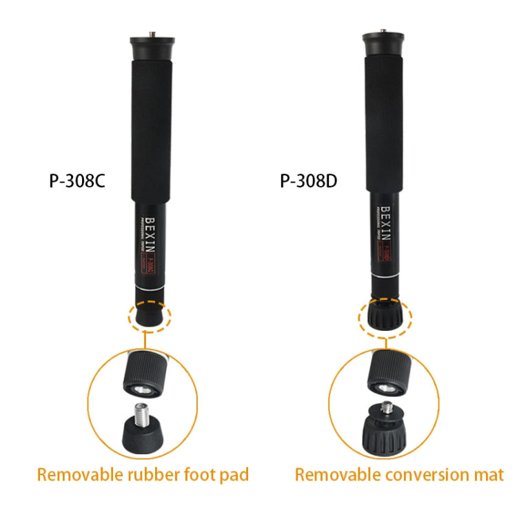 BEXIN P308C Portable Travel Outdoor DSLR Camera Aluminum Alloy Monopod Holder