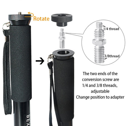 BEXIN P308 Portable Travel Outdoor DSLR Camera Aluminum Alloy Monopod Holder