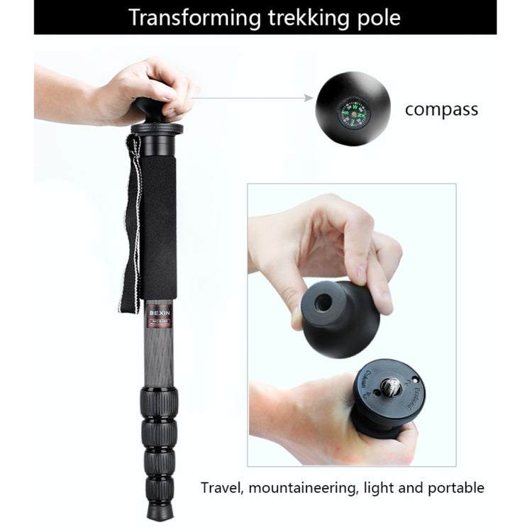 BEXIN MCS285 Portable Travel Outdoor DSLR Camera Carbon Fiber Monopod Holder
