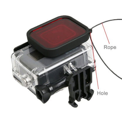 جراب واقٍ لكاميرا GoPro HERO5 30 متر مقاوم للماء مصنوع من البولي كربونات وغطاء ABS + فلتر مربع أحمر لعدسة الكاميرا مع مشبك تثبيت أساسي وبرغي طويل وحزام يد مضاد للضياع، جراب واقٍ + فلتر