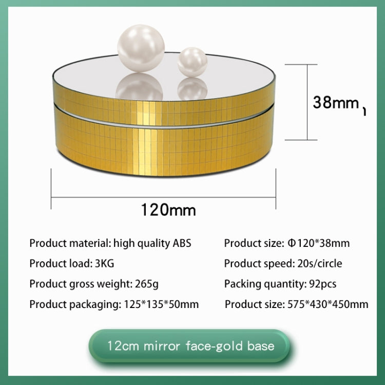 12cm 360 Degree Rotating Turntable Mirror Electric Display Stand Video Shooting Props Turntable, Load: 3kg