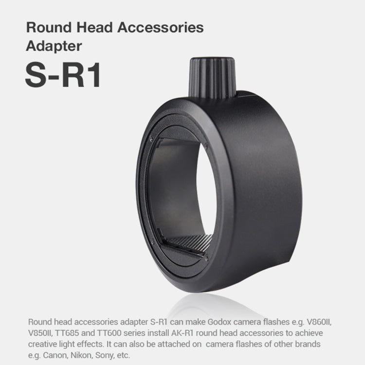 Godox S-R1 Flash Speedlite Round Shape Adapter for Godox TT685 / V860II / V350 / TT600