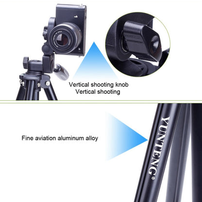 YUNTENG VCT-680RM 4-Section Folding Legs Aluminum Alloy Tripod Mount with Three-Dimensional Tripod Head for DSLR & Digital Camera, Adjustable Height: 46-138cm