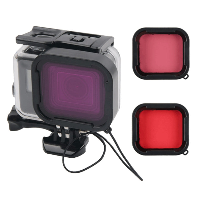 45m Waterproof Housing Protective Case + Touch Screen Back Cover for GoPro NEW HERO /HERO6 /5, with Buckle Basic Mount & Screw & (Purple, Red, Pink) Filters, No Need to Remove Lens, Touch Screen + Filters (Transparent)