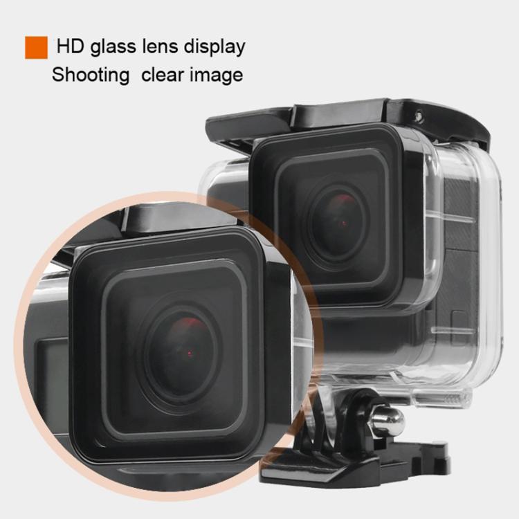 45m Waterproof Housing Protective Case + Touch Screen Back Cover for GoPro NEW HERO /HERO6 /5, with Buckle Basic Mount & Screw & (Purple, Red, Pink) Filters, No Need to Remove Lens, Touch Screen + Filters (Transparent)